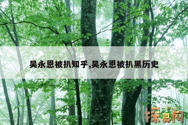 吴永恩被扒知乎,吴永恩被扒黑历史