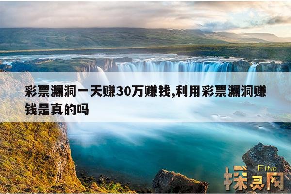 彩票漏洞一天赚30万赚钱,利用彩票漏洞赚钱是真的吗