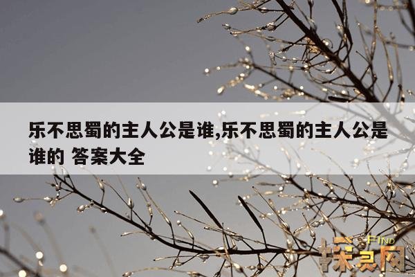 乐不思蜀的主人公是谁,乐不思蜀的主人公是谁的 答案大全