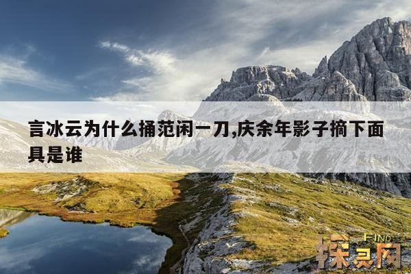言冰云为什么捅范闲一刀,庆余年影子摘下面具是谁